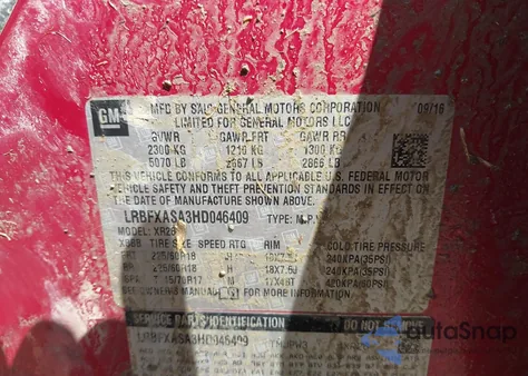 2017 Buick Envision Preferred from USA, damaged, VIN LRBFXASA3HD046409